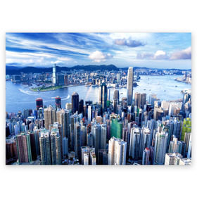 Поздравительная открытка с принтом Гонконг, Китай в Курске, 100% бумага | плотность бумаги 280 г/м2, матовая, на обратной стороне линовка и место для марки
 | architecture | boats | china | city | hong kong | houses | mountains | sea | sky | skyscrapers | water | архитектура | вода | гонконг | город | горы | дома | китай | корабли | море | небо