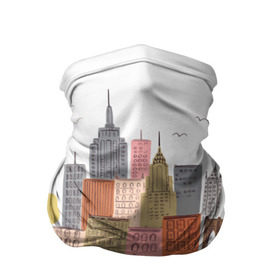 Бандана-труба 3D с принтом Нью-Йорк в Курске, 100% полиэстер, ткань с особыми свойствами — Activecool | плотность 150‒180 г/м2; хорошо тянется, но сохраняет форму | new york | воздушные шары | город | деревья | рисунок | такси