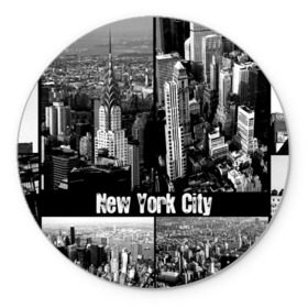 Коврик круглый с принтом Улицы Нью-Йорка в Курске, резина и полиэстер | круглая форма, изображение наносится на всю лицевую часть | Тематика изображения на принте: city | collage | houses | new york | skyscrapers | streets | usa | город | дома | коллаж | нью йорка | сша | улицы