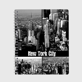 Тетрадь с принтом Улицы Нью-Йорка в Курске, 100% бумага | 48 листов, плотность листов — 60 г/м2, плотность картонной обложки — 250 г/м2. Листы скреплены сбоку удобной пружинной спиралью. Уголки страниц и обложки скругленные. Цвет линий — светло-серый
 | city | collage | houses | new york | skyscrapers | streets | usa | город | дома | коллаж | нью йорка | сша | улицы
