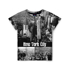 Детская футболка 3D с принтом Улицы Нью-Йорка в Курске, 100% гипоаллергенный полиэфир | прямой крой, круглый вырез горловины, длина до линии бедер, чуть спущенное плечо, ткань немного тянется | city | collage | houses | new york | skyscrapers | streets | usa | город | дома | коллаж | нью йорка | сша | улицы