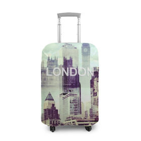 Чехол для чемодана 3D с принтом Улицы Лондона в Курске, 86% полиэфир, 14% спандекс | двустороннее нанесение принта, прорези для ручек и колес | collage | england | london | англия | коллаж | лондон