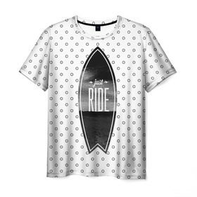 Мужская футболка 3D с принтом Just Ride в Курске, 100% полиэфир | прямой крой, круглый вырез горловины, длина до линии бедер | nature | ocean | rock | sea | surf | tourism | vacation | water | wave | вода | волна | море | океан | отдых | природа | серфинг | скалы | туризм