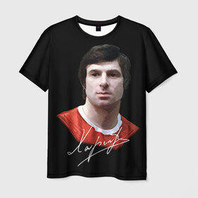 Мужская футболка 3D с принтом Харламов в Курске, 100% полиэфир | прямой крой, круглый вырез горловины, длина до линии бедер | Тематика изображения на принте: валерий | сссp | харламов | хоккей | цска