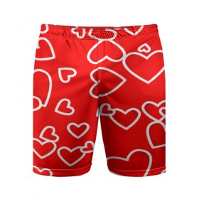 Мужские шорты 3D спортивные с принтом Сердечки в Курске,  |  | красный | паттерн | сердечки