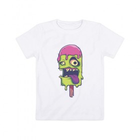 Детская футболка хлопок с принтом Мороженное Зомби в Курске, 100% хлопок | круглый вырез горловины, полуприлегающий силуэт, длина до линии бедер | 