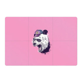 Магнитный плакат 3Х2 с принтом Панда в бейсболке в Курске, Полимерный материал с магнитным слоем | 6 деталей размером 9*9 см | бейсболка | минимализм | очки | панда