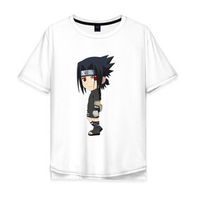 Мужская футболка хлопок Oversize с принтом Sasuke Uchiha в Курске, 100% хлопок | свободный крой, круглый ворот, “спинка” длиннее передней части | 