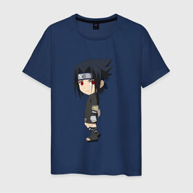 Мужская футболка хлопок с принтом Sasuke Uchiha в Курске, 100% хлопок | прямой крой, круглый вырез горловины, длина до линии бедер, слегка спущенное плечо. | 