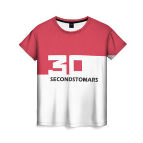 Женская футболка 3D с принтом 30 Second To Mars в Курске, 100% полиэфир ( синтетическое хлопкоподобное полотно) | прямой крой, круглый вырез горловины, длина до линии бедер | 30 second to mars | 30 секунд до марса | гитара | джаред лето | жанр | музыка | нью металл | рок | современная | шенон