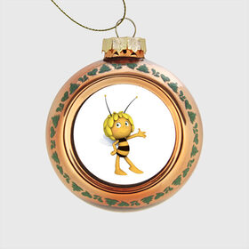 Стеклянный ёлочный шар с принтом Пчелка Майя в Курске, Стекло | Диаметр: 80 мм | пчелка майя