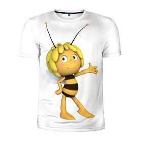 Мужская футболка 3D спортивная с принтом Пчелка Майя в Курске, 100% полиэстер с улучшенными характеристиками | приталенный силуэт, круглая горловина, широкие плечи, сужается к линии бедра | Тематика изображения на принте: пчелка майя