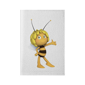 Обложка для паспорта матовая кожа с принтом Пчелка Майя в Курске, натуральная матовая кожа | размер 19,3 х 13,7 см; прозрачные пластиковые крепления | Тематика изображения на принте: пчелка майя
