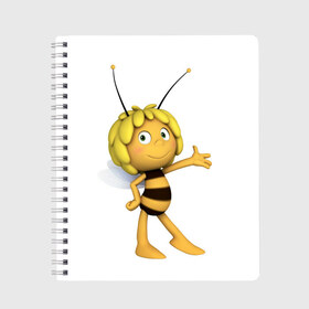 Тетрадь с принтом Пчелка Майя в Курске, 100% бумага | 48 листов, плотность листов — 60 г/м2, плотность картонной обложки — 250 г/м2. Листы скреплены сбоку удобной пружинной спиралью. Уголки страниц и обложки скругленные. Цвет линий — светло-серый
 | Тематика изображения на принте: пчелка майя