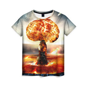 Женская футболка 3D с принтом Атомный взрыв в Курске, 100% полиэфир ( синтетическое хлопкоподобное полотно) | прямой крой, круглый вырез горловины, длина до линии бедер | city | earth | explosion | mushroom | night | nuclear | sky | атомный | взрыв | город | гриб | земля | небо | ночь