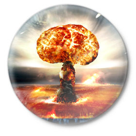 Значок с принтом Атомный взрыв в Курске,  металл | круглая форма, металлическая застежка в виде булавки | Тематика изображения на принте: city | earth | explosion | mushroom | night | nuclear | sky | атомный | взрыв | город | гриб | земля | небо | ночь