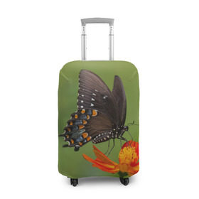 Чехол для чемодана 3D с принтом Бабочка 4 в Курске, 86% полиэфир, 14% спандекс | двустороннее нанесение принта, прорези для ручек и колес | бабочка | цветок