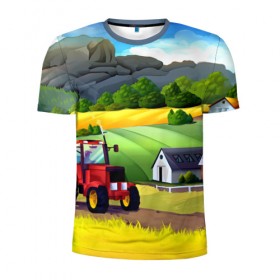 Мужская футболка 3D спортивная с принтом Farm в Курске, 100% полиэстер с улучшенными характеристиками | приталенный силуэт, круглая горловина, широкие плечи, сужается к линии бедра | красочный | пейзаж | яркий