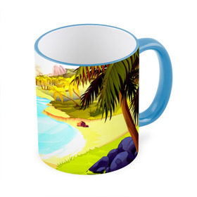 Кружка 3D с принтом Тропический остров в Курске, керамика | ёмкость 330 мл | jungle | деревья | джунгли | зелень | кусты | лес | лодки | мох | океан | пальмы | пляж | тропики | экзотика