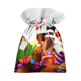 Подарочный 3D мешок с принтом Candy Town в Курске, 100% полиэстер | Размер: 29*39 см | конфеты | пирожные | сладости | яркий