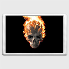 Магнит 45*70 с принтом Череп в огне в Курске, Пластик | Размер: 78*52 мм; Размер печати: 70*45 | background | black | death | fire | flame | skeleton | skull | огонь | пламя | скелет | фон | череп | черный