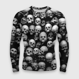 Мужской рашгард 3D с принтом Черепа в Курске,  |  | background | black | death | skeletons | skull | скелеты | фон | черепа | черный