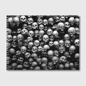 Альбом для рисования с принтом Черепа в Курске, 100% бумага
 | матовая бумага, плотность 200 мг. | background | black | death | skeletons | skull | скелеты | фон | черепа | черный