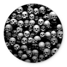 Коврик круглый с принтом Черепа в Курске, резина и полиэстер | круглая форма, изображение наносится на всю лицевую часть | background | black | death | skeletons | skull | скелеты | фон | черепа | черный