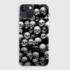 Чехол для iPhone 13 mini с принтом Черепа в Курске,  |  | background | black | death | skeletons | skull | скелеты | фон | черепа | черный