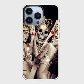 Чехол для iPhone 13 Pro с принтом Скелетоны в Курске,  |  | background | black | cards | color | crown | death | game | girl | hearts | king | queen | skeleton | skull | spades | tattoo | девушки | игра | карты | королевы | король | короны | масть | пики | скелет | тату | фон | черви 