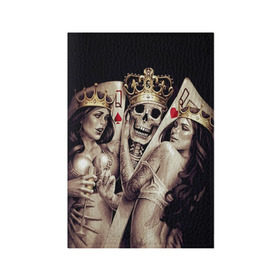 Обложка для паспорта матовая кожа с принтом Скелетоны в Курске, натуральная матовая кожа | размер 19,3 х 13,7 см; прозрачные пластиковые крепления | background | black | cards | color | crown | death | game | girl | hearts | king | queen | skeleton | skull | spades | tattoo | девушки | игра | карты | королевы | король | короны | масть | пики | скелет | тату | фон | черви 