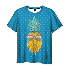 Мужская футболка 3D с принтом Ананасовое лето в Курске, 100% полиэфир | прямой крой, круглый вырез горловины, длина до линии бедер | Тематика изображения на принте: 