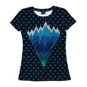 Женская футболка 3D с принтом Геометрические горы в Курске, 100% полиэфир ( синтетическое хлопкоподобное полотно) | прямой крой, круглый вырез горловины, длина до линии бедер | geometry | mountain | геометрия