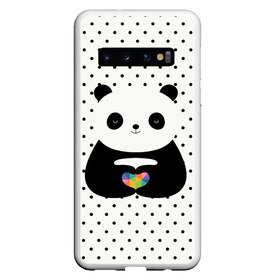 Чехол для Samsung Galaxy S10 с принтом Любовь панды в Курске, Силикон | Область печати: задняя сторона чехла, без боковых панелей | Тематика изображения на принте: animal | bear | beast | forest | heart | love | nature | panda | животное | зверь | лес | любовь | медведь | панда | природа | сердце | страсть