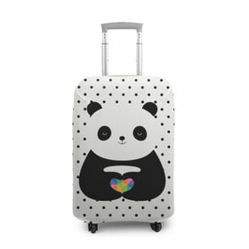 Чехол для чемодана 3D с принтом Любовь панды в Курске, 86% полиэфир, 14% спандекс | двустороннее нанесение принта, прорези для ручек и колес | Тематика изображения на принте: animal | bear | beast | forest | heart | love | nature | panda | животное | зверь | лес | любовь | медведь | панда | природа | сердце | страсть