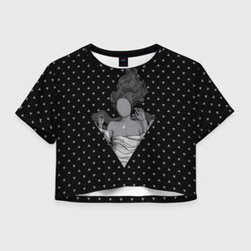 Женская футболка 3D укороченная с принтом Молчаливая душа в Курске, 100% полиэстер | круглая горловина, длина футболки до линии талии, рукава с отворотами | geometry | girl | hipster | silence | soul | triangle | women | геометрия | девочка | девушка | душа | женщина | молчание | треугольник | хипстер