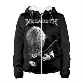 Женская куртка 3D с принтом Dave Mustaine в Курске, ткань верха — 100% полиэстер, подклад — флис | прямой крой, подол и капюшон оформлены резинкой с фиксаторами, два кармана без застежек по бокам, один большой потайной карман на груди. Карман на груди застегивается на липучку | dave | megadeth | metal | mustaine | rattlehead | rock | thrash | vic | дейв | мастейн | мегадет | метал | рок | треш