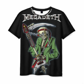 Мужская футболка 3D с принтом Megadeth в Курске, 100% полиэфир | прямой крой, круглый вырез горловины, длина до линии бедер | 