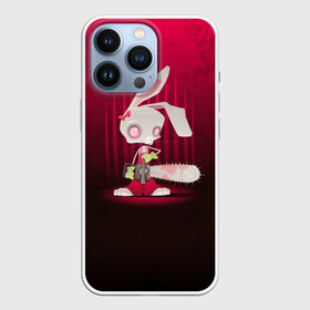 Чехол для iPhone 13 Pro с принтом Заяц с бензопилой в Курске,  |  | Тематика изображения на принте: бензопила | девушке | зайка | заяц | красная | мульт | мультфильм | прикол | ужас | цветы