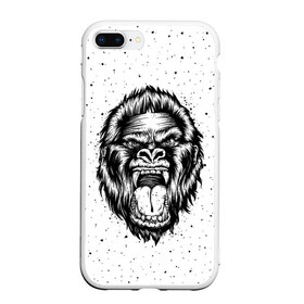Чехол для iPhone 7Plus/8 Plus матовый с принтом Рык гориллы в Курске, Силикон | Область печати: задняя сторона чехла, без боковых панелей | animal | beast | gorilla | head | monkey | nature | rage | roar | голова | горилла | жиивотное | зверь | обезьяна | природа | рык | ярость