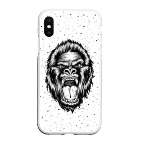 Чехол для iPhone XS Max матовый с принтом Рык гориллы в Курске, Силикон | Область печати: задняя сторона чехла, без боковых панелей | animal | beast | gorilla | head | monkey | nature | rage | roar | голова | горилла | жиивотное | зверь | обезьяна | природа | рык | ярость