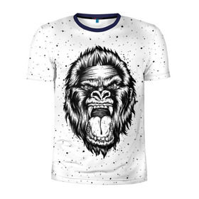 Мужская футболка 3D спортивная с принтом Рык гориллы в Курске, 100% полиэстер с улучшенными характеристиками | приталенный силуэт, круглая горловина, широкие плечи, сужается к линии бедра | animal | beast | gorilla | head | monkey | nature | rage | roar | голова | горилла | жиивотное | зверь | обезьяна | природа | рык | ярость