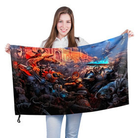 Флаг 3D с принтом Warhammer в Курске, 100% полиэстер | плотность ткани — 95 г/м2, размер — 67 х 109 см. Принт наносится с одной стороны | blood angels | space marine | warhammer 40k | wh40k | броня | воина | воины | солдаты