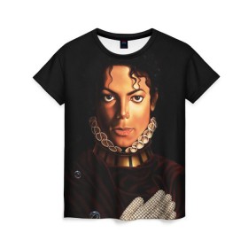 Женская футболка 3D с принтом Король Майкл Джексон в Курске, 100% полиэфир ( синтетическое хлопкоподобное полотно) | прямой крой, круглый вырез горловины, длина до линии бедер | king | michael jackson | pop music | король | майкл | музыка | перчатка | поп музыка