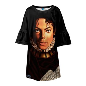 Детское платье 3D с принтом Король Майкл Джексон в Курске, 100% полиэстер | прямой силуэт, чуть расширенный к низу. Круглая горловина, на рукавах — воланы | king | michael jackson | pop music | король | майкл | музыка | перчатка | поп музыка