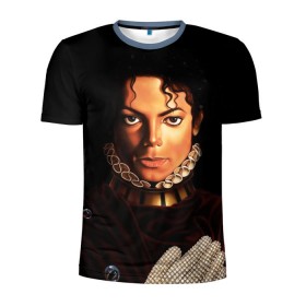Мужская футболка 3D спортивная с принтом Король Майкл Джексон в Курске, 100% полиэстер с улучшенными характеристиками | приталенный силуэт, круглая горловина, широкие плечи, сужается к линии бедра | king | michael jackson | pop music | король | майкл | музыка | перчатка | поп музыка