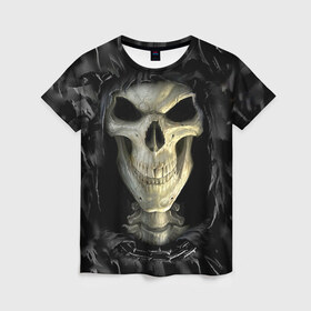Женская футболка 3D с принтом Скелетон в Курске, 100% полиэфир ( синтетическое хлопкоподобное полотно) | прямой крой, круглый вырез горловины, длина до линии бедер | 