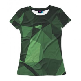 Женская футболка 3D с принтом Абстракция в Курске, 100% полиэфир ( синтетическое хлопкоподобное полотно) | прямой крой, круглый вырез горловины, длина до линии бедер | геометрия | зелёный