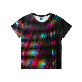 Детская футболка 3D с принтом neon-abstract в Курске, 100% гипоаллергенный полиэфир | прямой крой, круглый вырез горловины, длина до линии бедер, чуть спущенное плечо, ткань немного тянется | Тематика изображения на принте: пиксельный