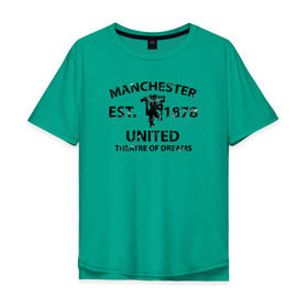 Мужская футболка хлопок Oversize с принтом Manchester United - Est.1878 (Чёрный) в Курске, 100% хлопок | свободный крой, круглый ворот, “спинка” длиннее передней части | manchester united | манчестер юнайтед | футбол